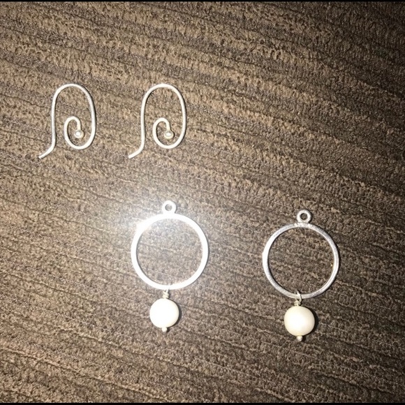 Pandora Earrings, Sterling Silver and Pearl - Picture 4 of 4